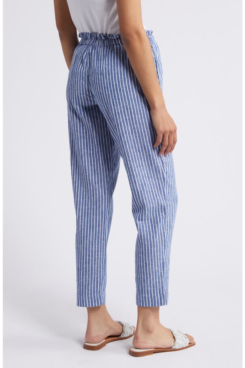 Giavanna Stripe Tapered Linen & Cotton Pants, Alternate, color, CERULEAN