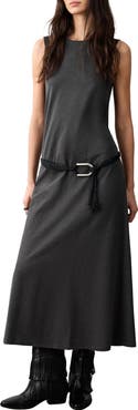 MANGO TEEN Belted Sleeveless Cotton Maxi Dress