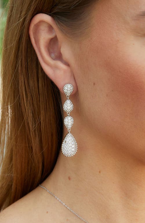 Savvy Cie Jewels Cubic Zirconia Teardrop Linear Earrings In Metallic