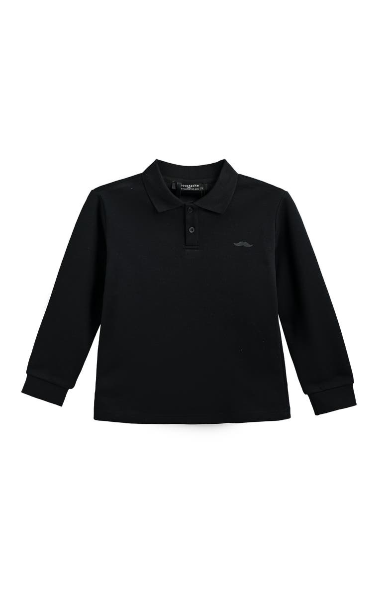 MOUSTACHE Long Sleeve Polo Shirt, Main, color, Black