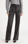 Sam Edelman Embellished High Waist Wide Leg Jeans