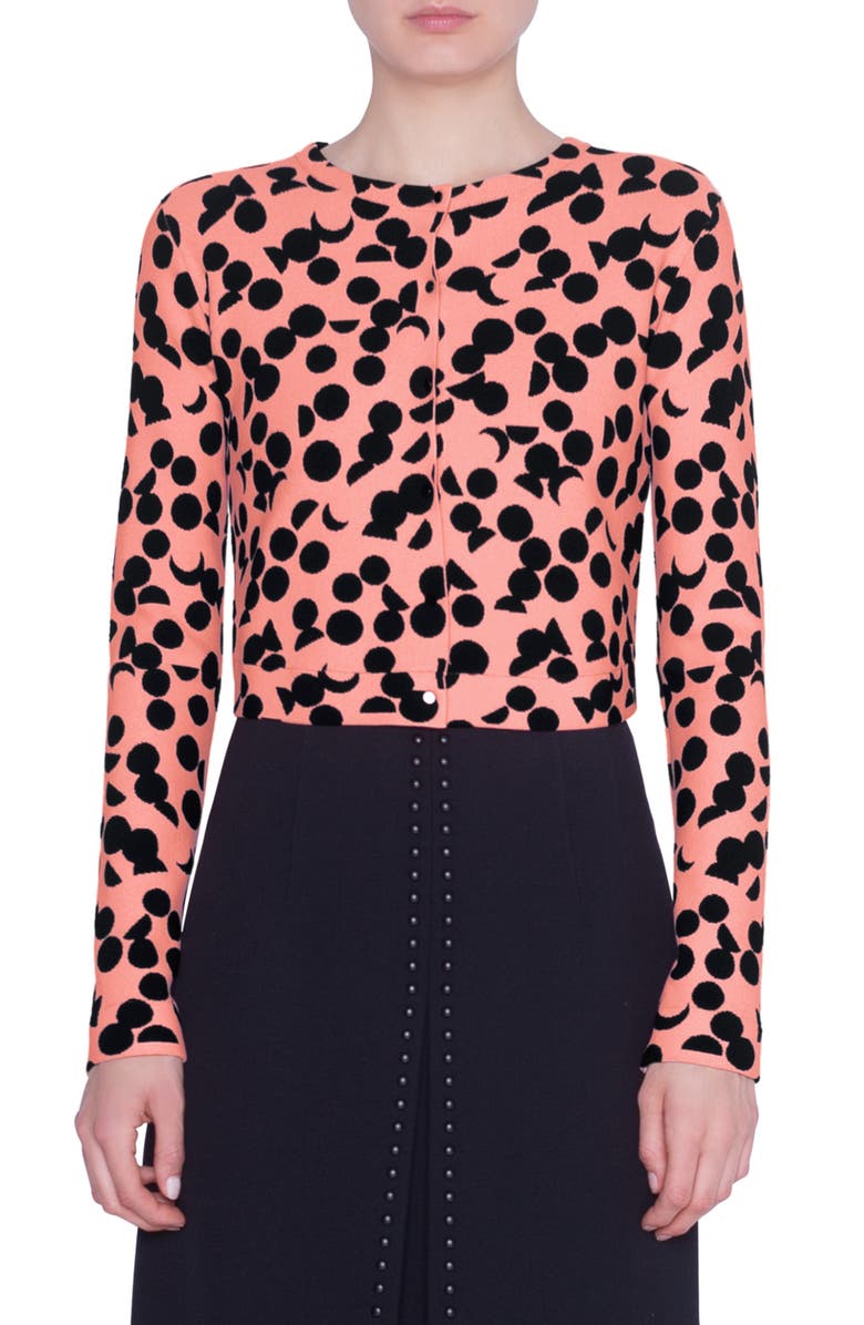 Akris punto Luna Dot Jacquard Crop Cardigan, Main, color, 