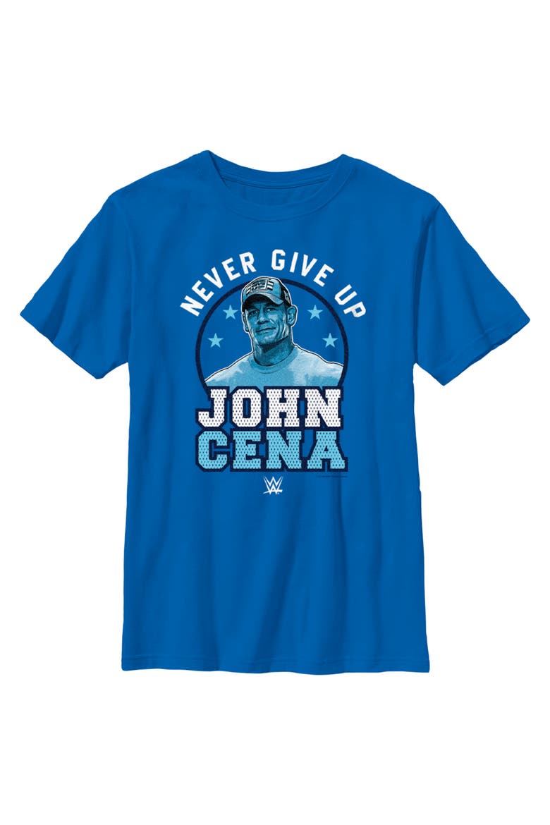 Boy's WWE John Cena Never Give Up Blue Logo  Graphic T-Shirt, Main, color, Royal Blue