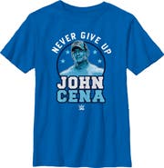 WWE Boy's WWE John Cena Never Give Up Blue Logo  Graphic T-Shirt