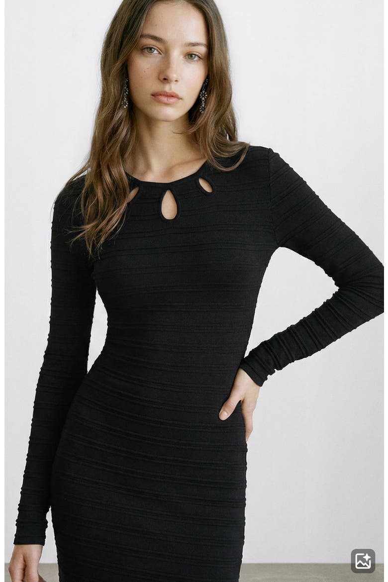 Texture Long Sleeve Knit Maxi Dress, Alternate, color, CHARCOAL