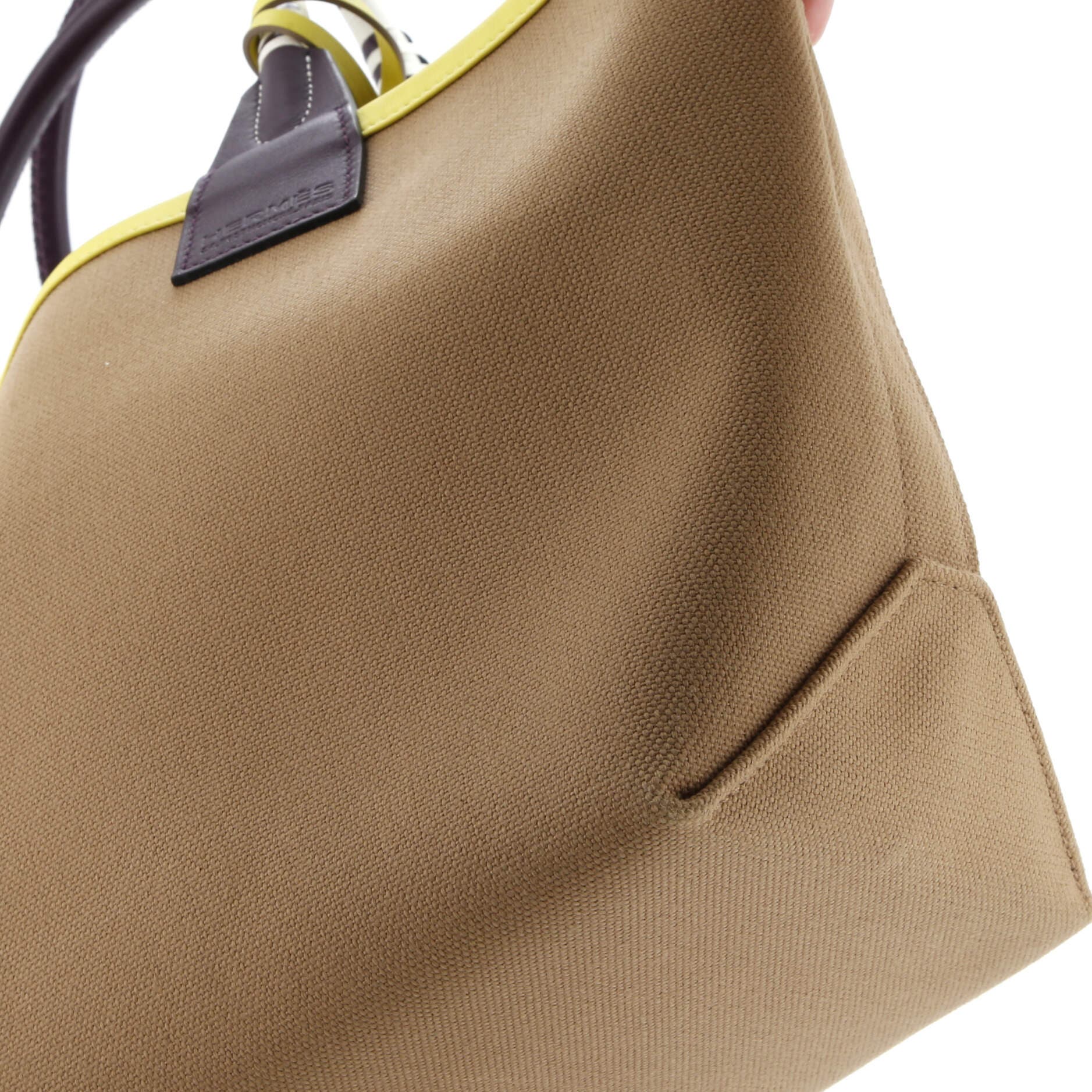 Pre-Owned Hermes Sac Steeple Tote Toile with Leather 25, Alternate, color, Chai/Cassis/Lime