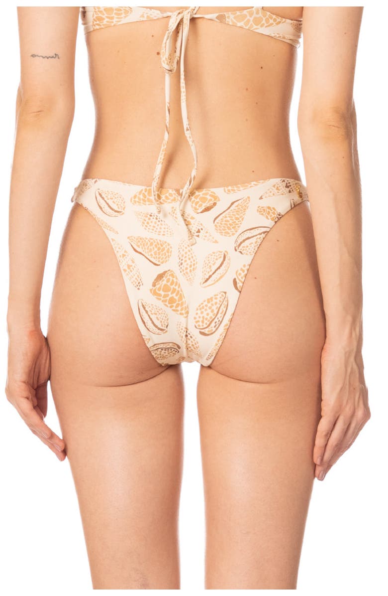 KIBYS Shell Tides Print Carmen Minimalistic Bikini Bottom, Alternate, color, Beige Shells Print