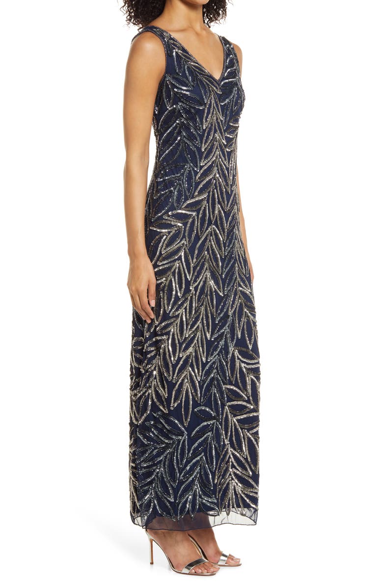 Pisarro Nights Beaded Column Gown, Alternate, color,