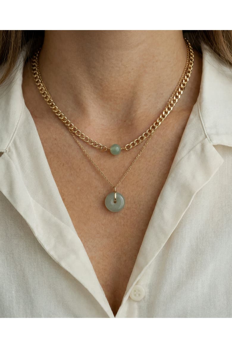 Coin Green jade hollow necklace, Alternate, color, Light green