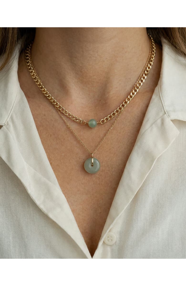 seree Charlotte Green jade gold chain necklace, Alternate, color, Gold