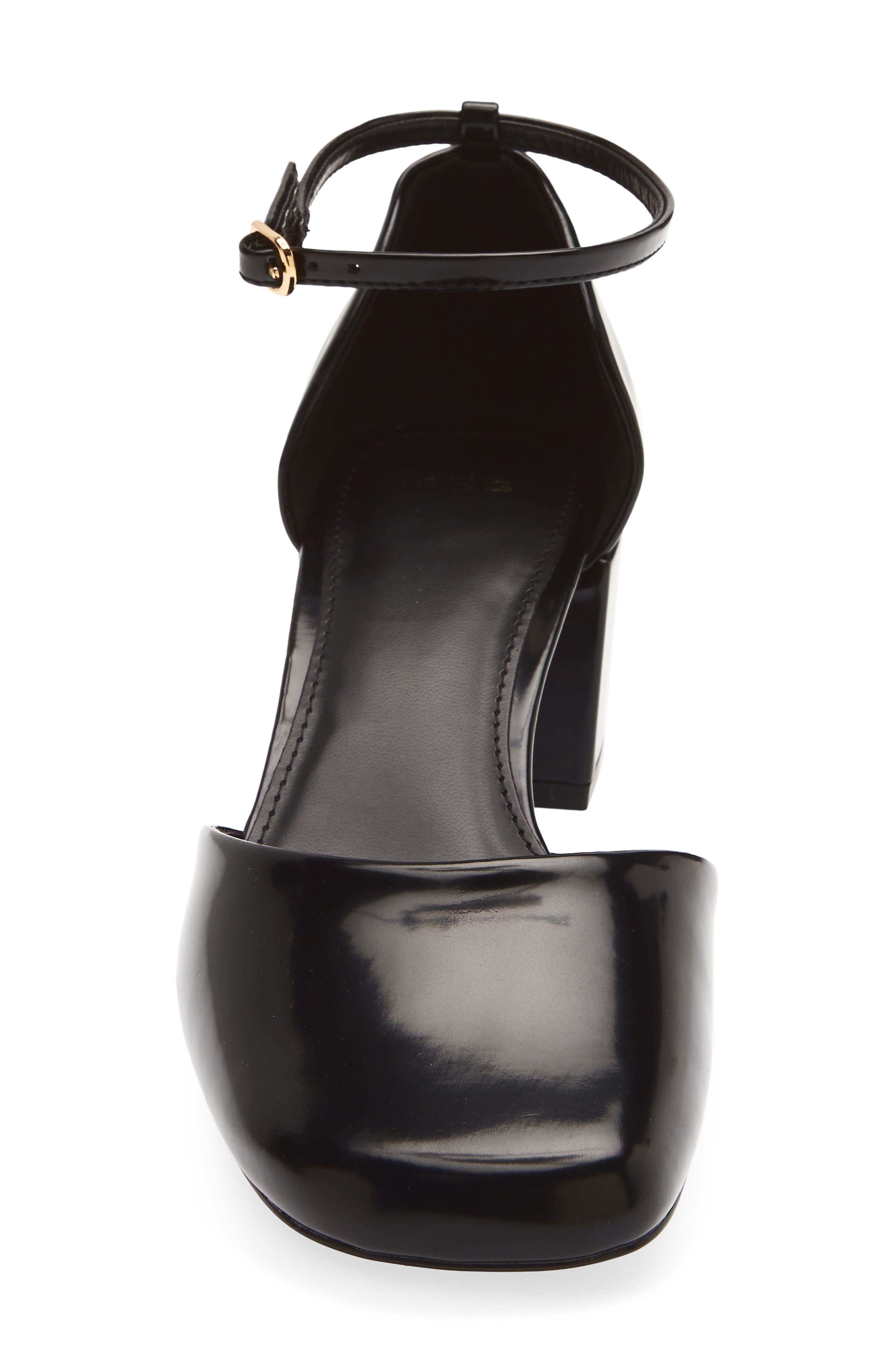 Elit Faux Leather Ankle Strap Pump, Alternate, color, BLACK