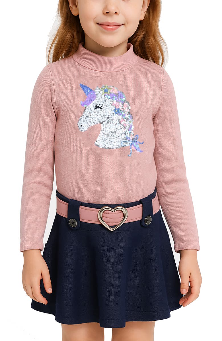 Zunie Kids' Marsha Mixed Media Dress, Alternate, color,