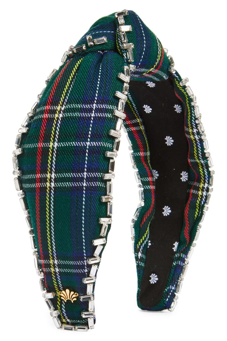 Crystal Plaid Knotted Headband, Main, color, HOLIDAY PLAID