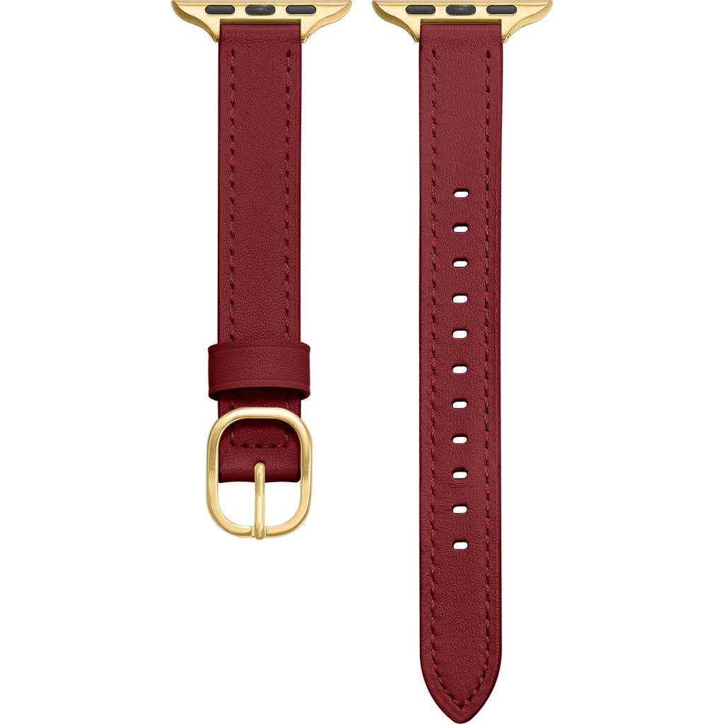 Posh Tech Carmen Skinny Leather Apple Watch® Watchband in Cranberry at Nordstrom