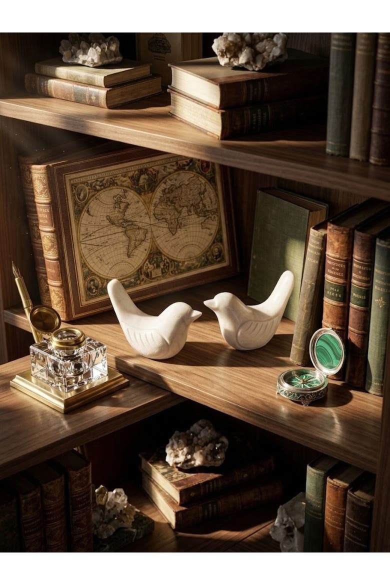 Coco & Charlie Marble Bird Objects, Alternate, color, Ivory