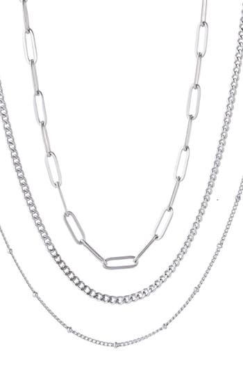 Adornia Set Of 3 Assorted Chain Necklaces In Silver