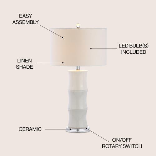 Jonathan Y Tiki 26.5" Ceramic Led Table Lamp In White