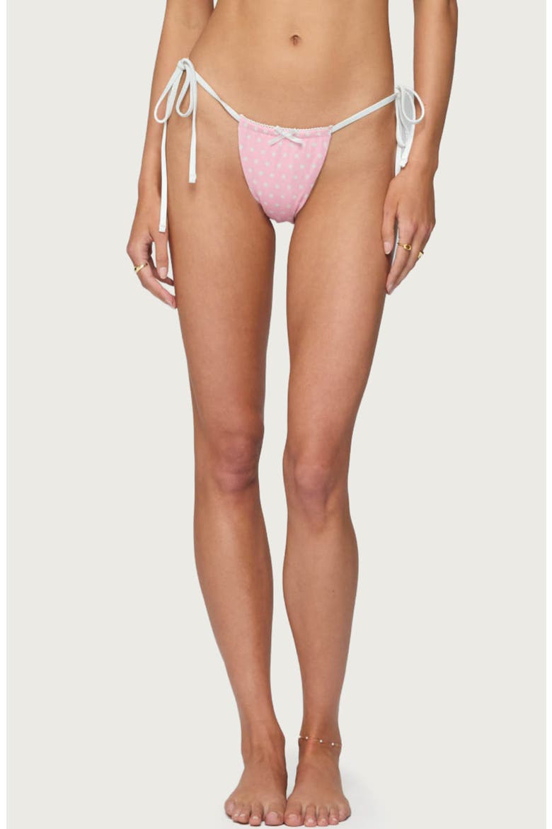 Leigh Polka Dot String Bikini Bottoms, Alternate, color, PINK-AND-WHITE