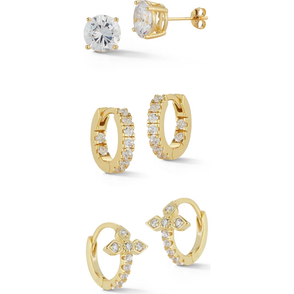 Glaze Jewelry Set Of 3 14k Gold Plated Silver Earrings In Gold