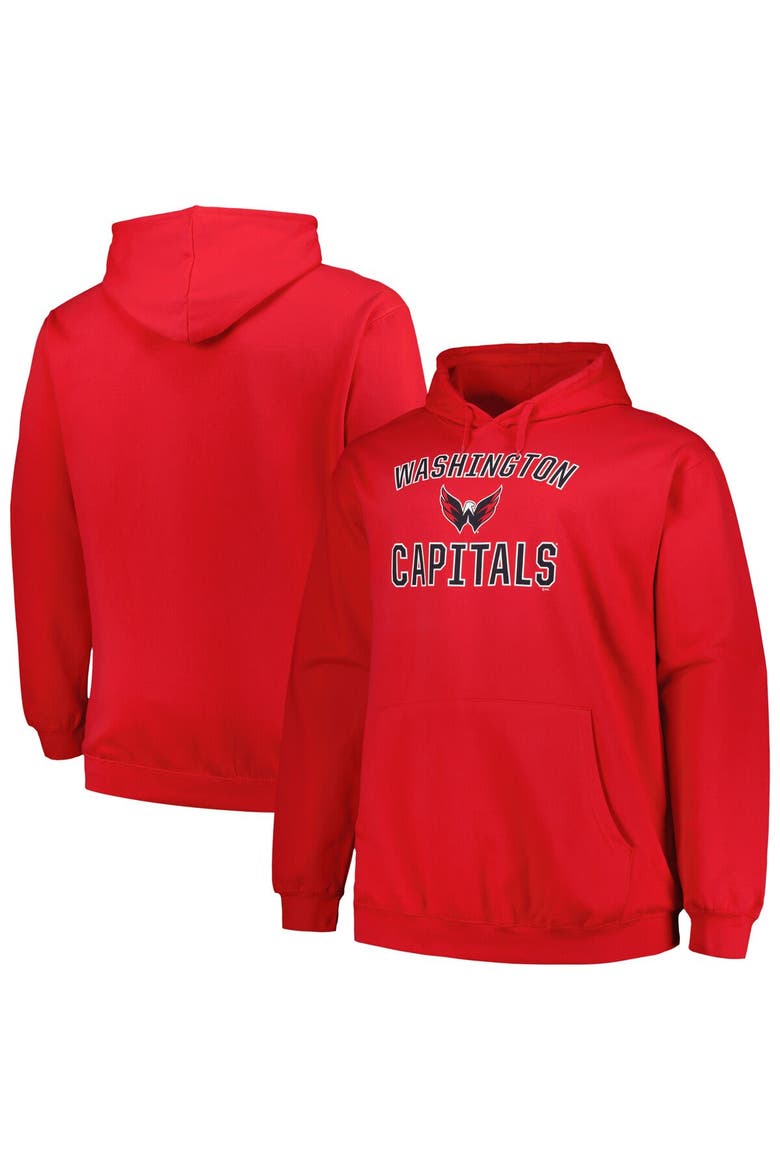 Men's Profile Red Washington Capitals Big & Tall Arch Over Logo Pullover Hoodie, Alternate, color, Red