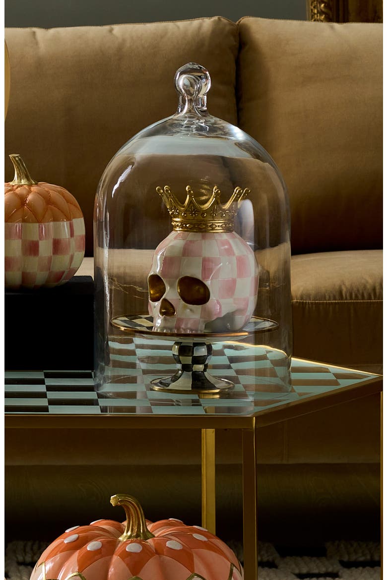 Check Crowned Skull, Alternate, color, ROSY