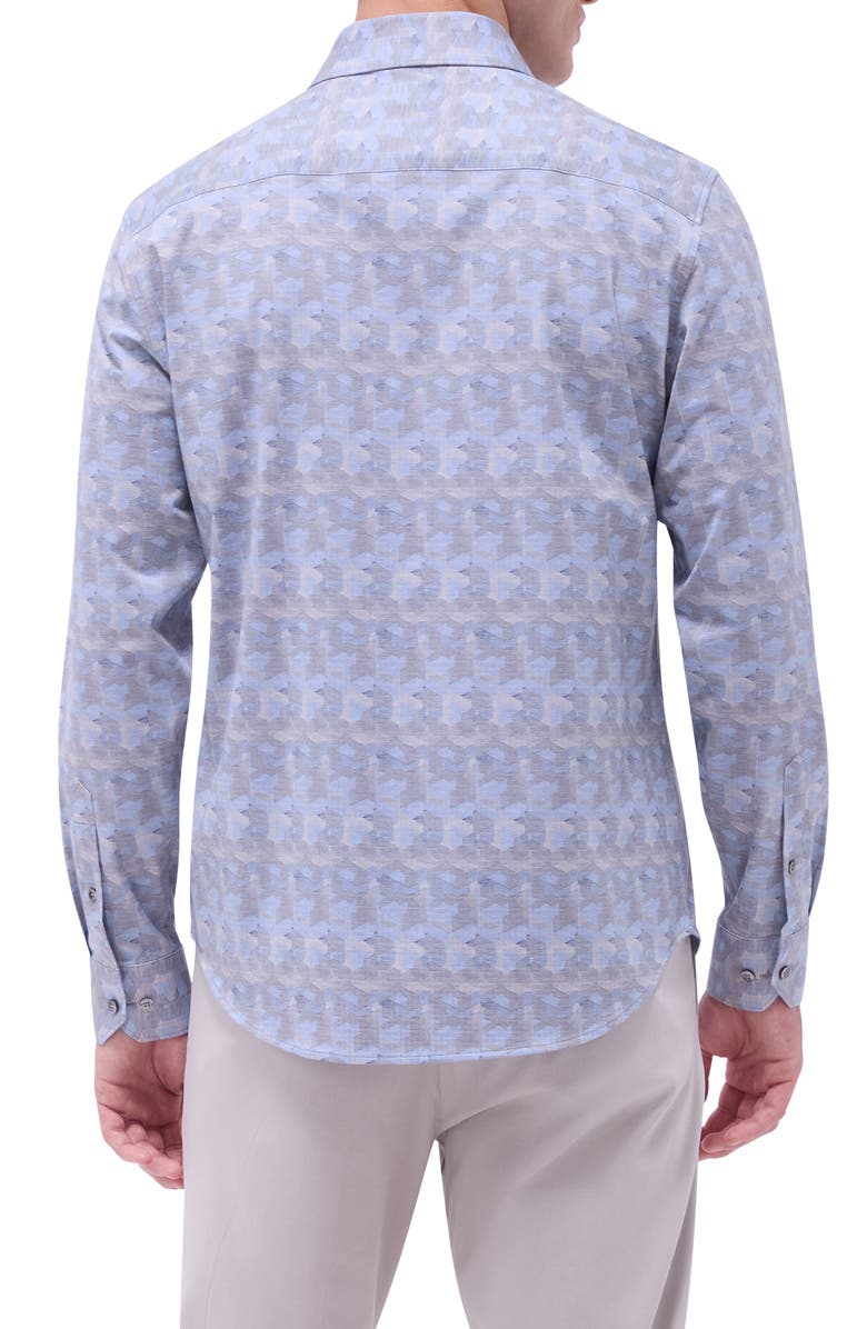 Bugatchi Jimmy OoohCotton<sup>®</sup> Abstract Print Button-Up Shirt, Alternate, color, Blue/ Almond