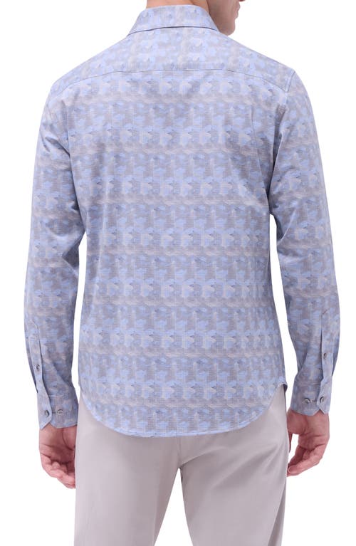 Bugatchi Jimmy Ooohcotton® Abstract Print Button-up Shirt In Blue/almond