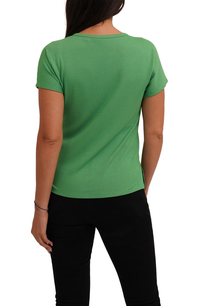 CYRUS Keyhole Button-Front Rib Top, Alternate, color, Online Lime