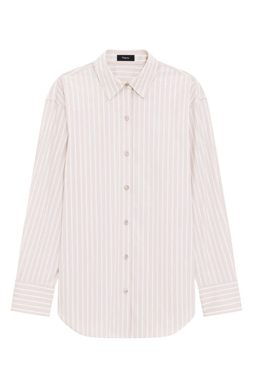 Theory Boyfriend Shirt In Striped Cotton-blend In Sdmu