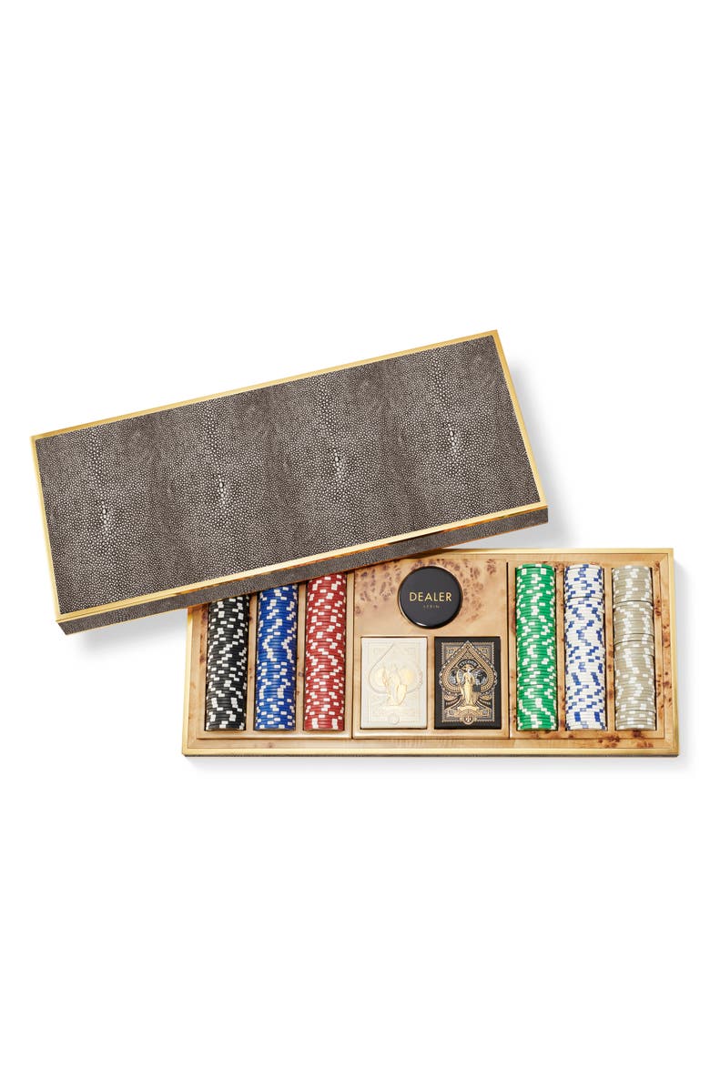 Aerin Shagreen Poker Set, Main, color, Chocolate