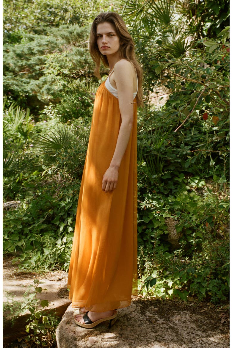 Flowy Chiffon Maxi Dress, Alternate, color, ORANGE