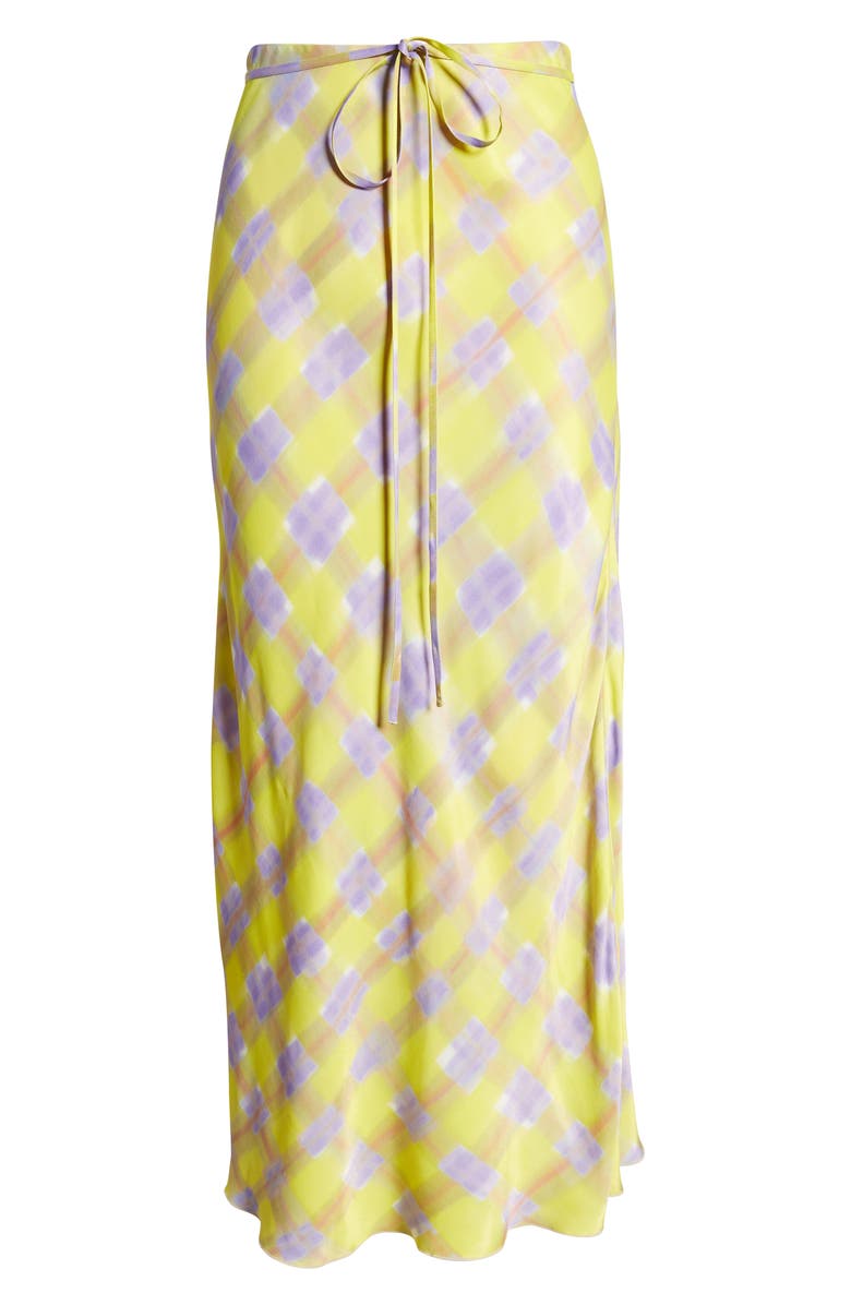 & Other Stories Check Tie Waist Satin Midi Skirt, Alternate, color,