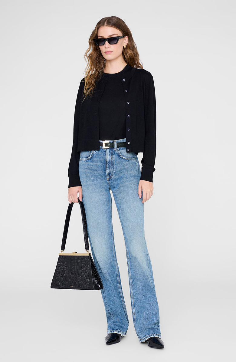 ANINE BING Moni Crop Cardigan, Main, color, Black