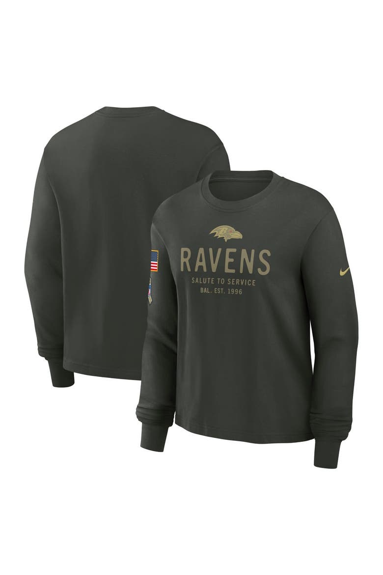 Women's Nike Dark Green Baltimore Ravens 2025 Salute to Service Sideline Dri-FIT Long Sleeve T-Shirt, Main, color, Dark Green