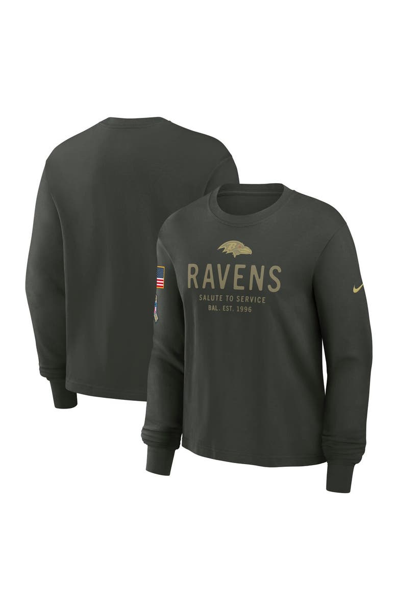 Nike Women's Nike Dark Green Baltimore Ravens 2025 Salute to Service Sideline Dri-FIT Long Sleeve T-Shirt, Main, color, Dark Green