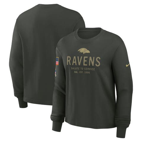 Women's Nike Dark Green Baltimore Ravens 2025 Salute to Service Sideline Dri-FIT Long Sleeve T-Shirt