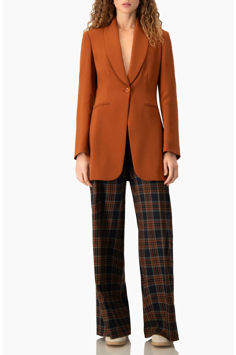 Single-Button Blazer with Tuxedo Lapel, Alternate, color, Chedron