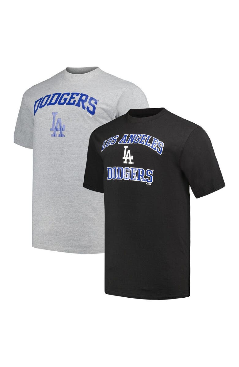PROFILE Men's Profile Black/Heather Gray Los Angeles Dodgers Big & Tall T-Shirt Combo Pack, Main, color,