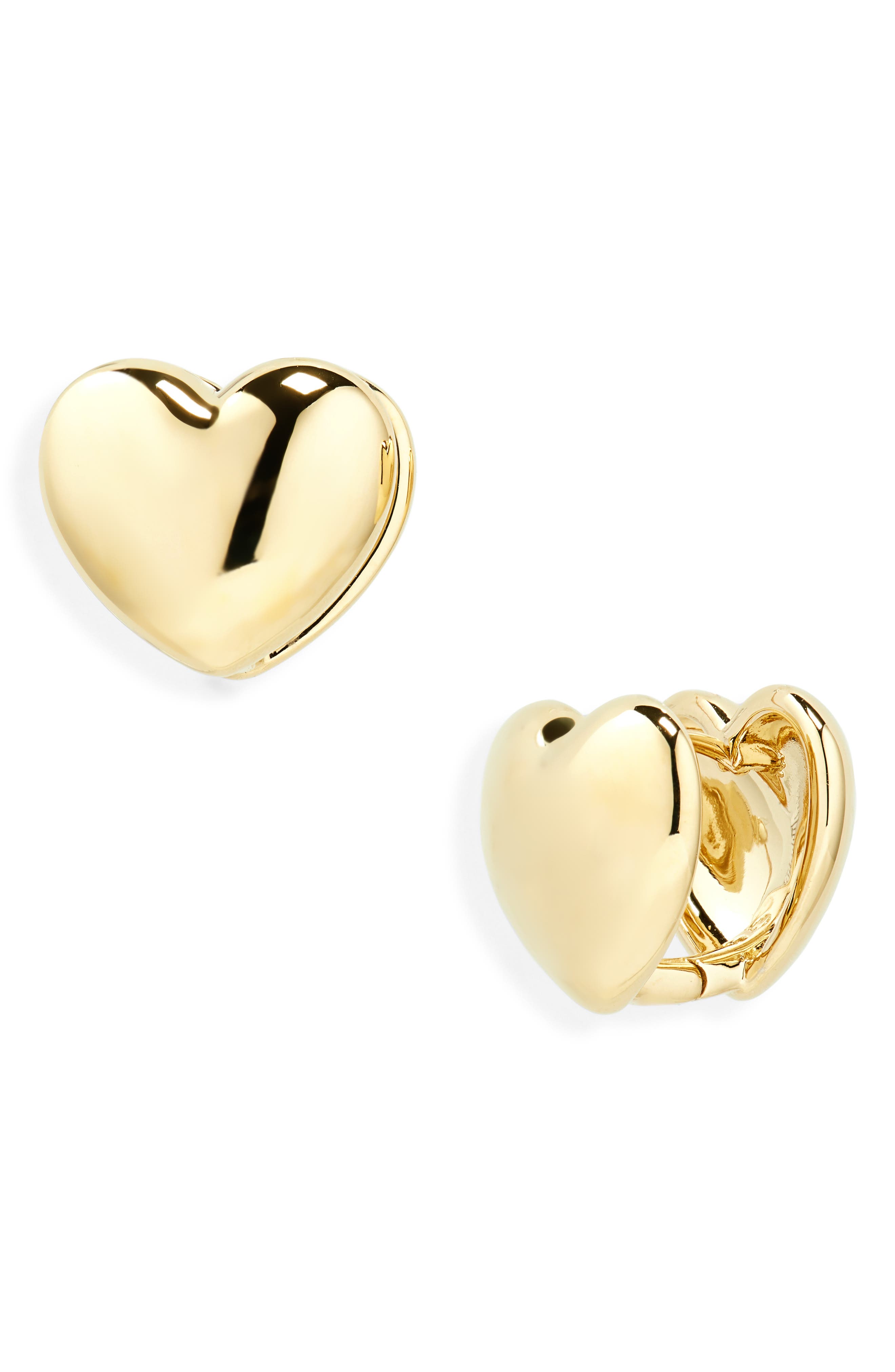 Nadri Sunlight Heart Huggie Hoop Earrings