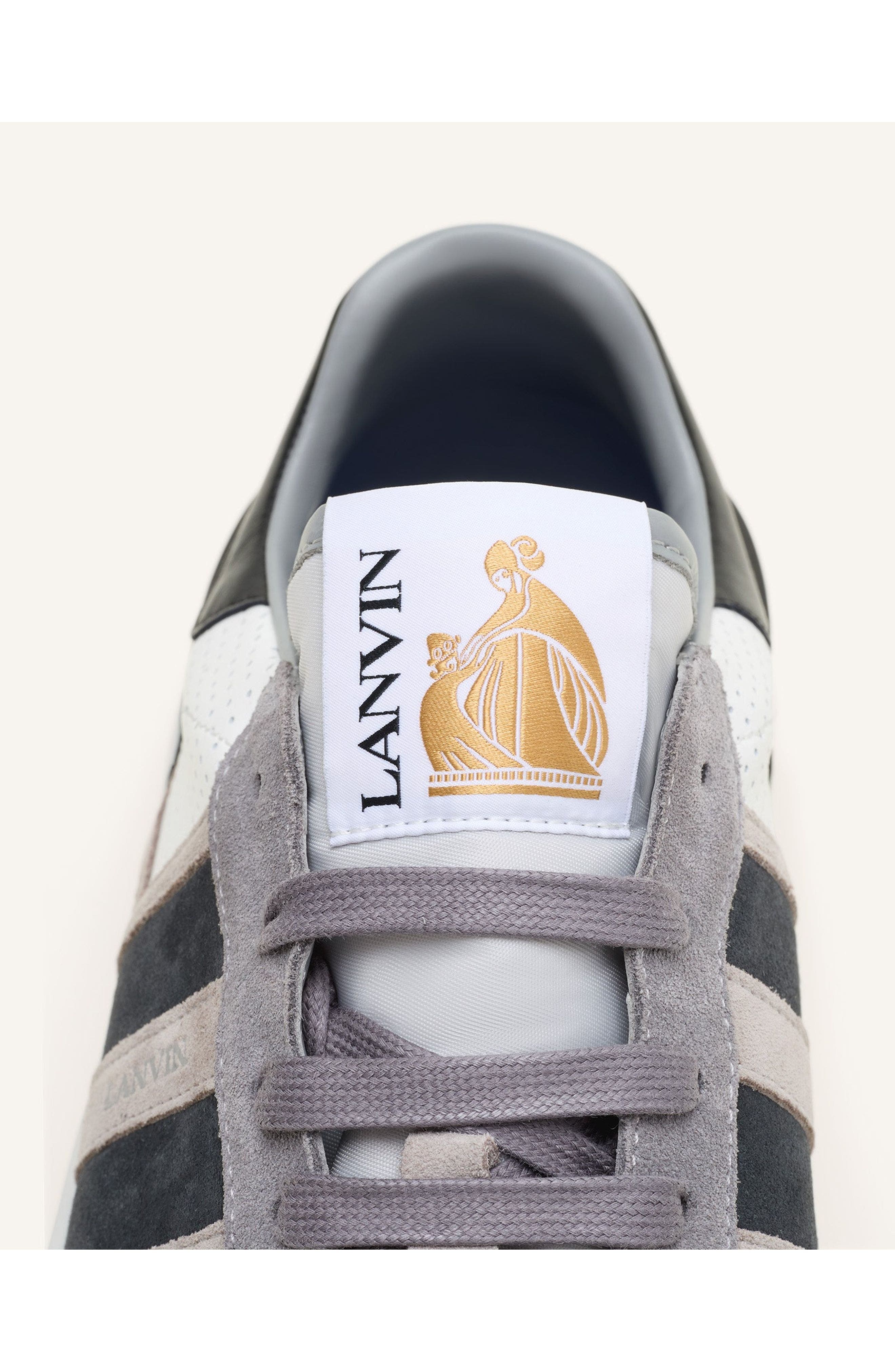 Lanvin Clay Sneakers In Perforated Leather And Suede, Alternate, color, Light Grey/Dark Grey