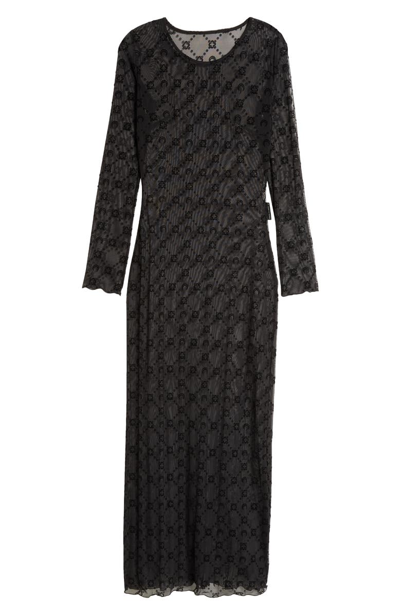 Marine Serre Monogram Sheer Mesh Long Sleeve Maxi Dress, Alternate, color,