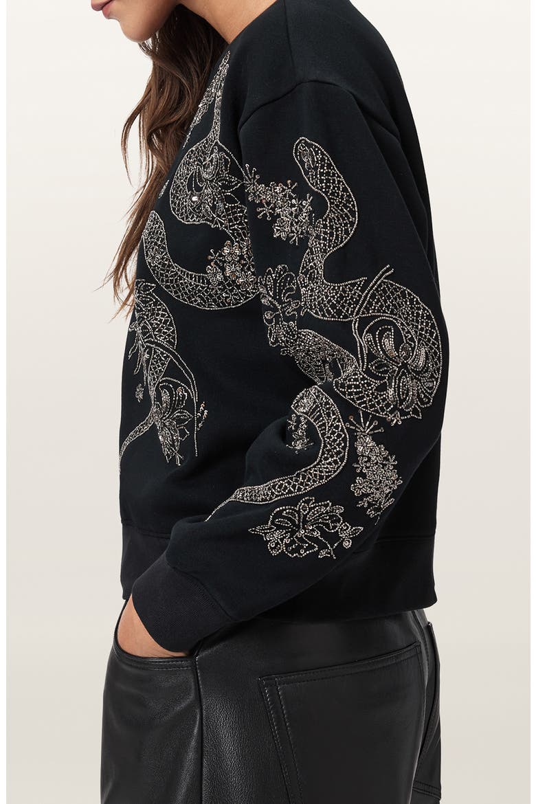 Cecile Pippa Embellished Sweatshirt, Alternate, color, BLACK