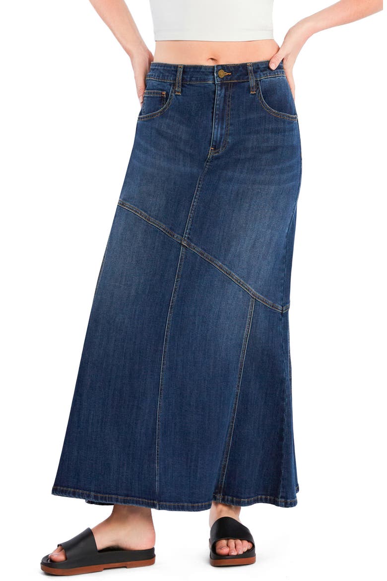 Seamed Denim Maxi Skirt, Main, color, VINTAGE BLUE