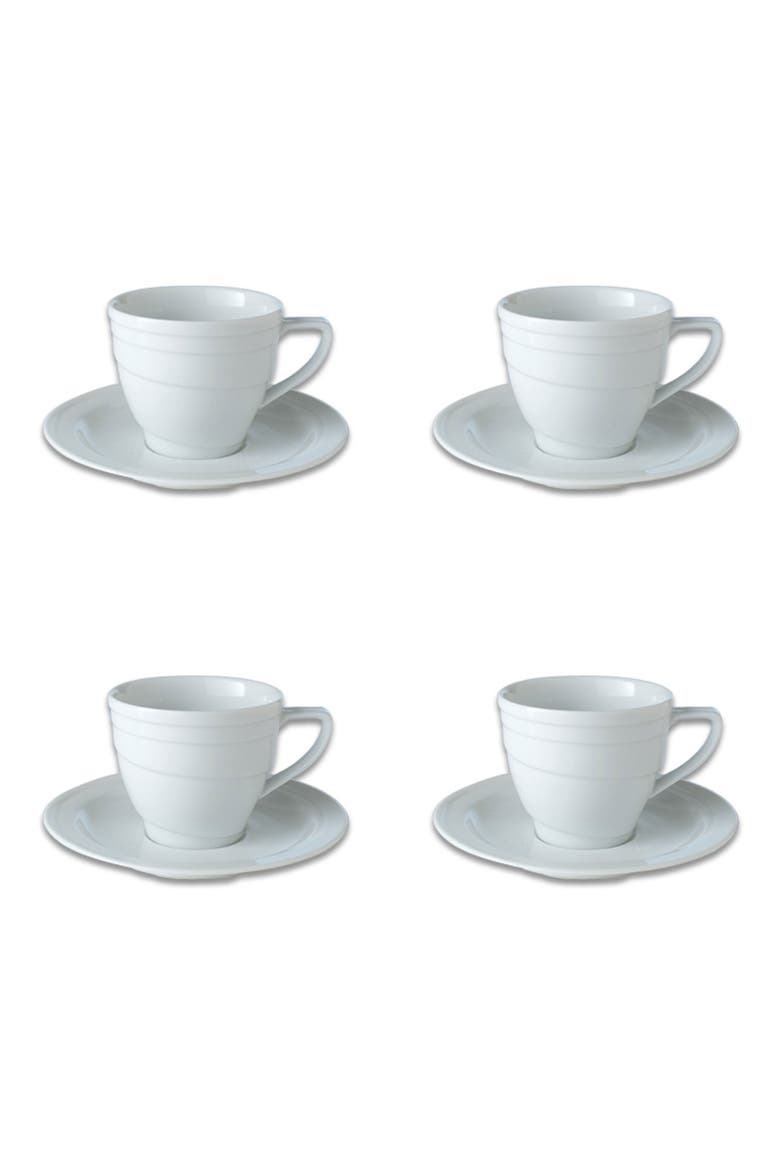 Essentials 4-Piece Tea Cup & Saucer Set, Main, color, WHITE