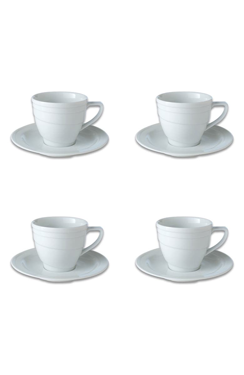 BergHOFF Essentials 4-Piece Tea Cup & Saucer Set, Main, color, White