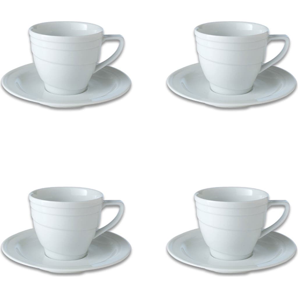 Berghoff Essentials Set Of 4 Porcelain Cup & Saucer Set In White