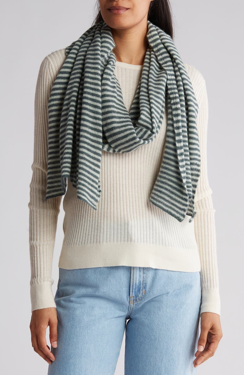Portolano Stripe Wool Blend Scarf, Main, color, Verde Melange/ Clear Acqua