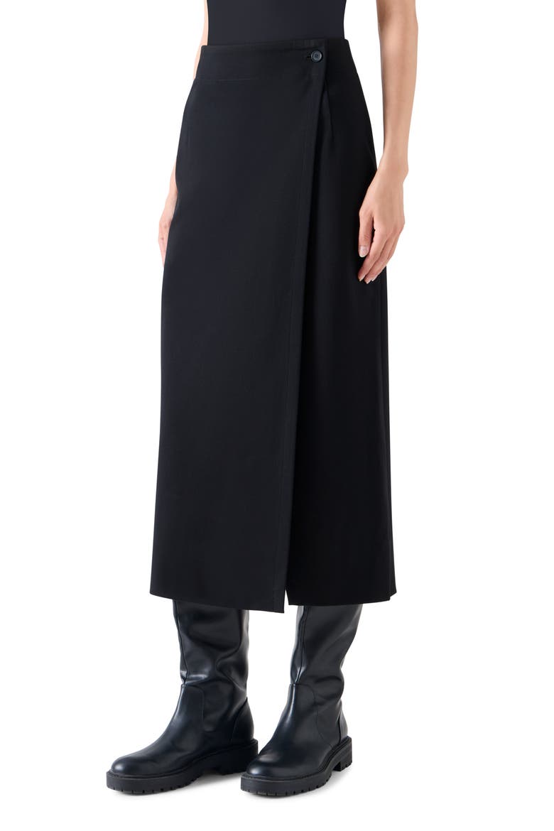 Signature Jersey Wrap Midi Skirt, Alternate, color, BLACK