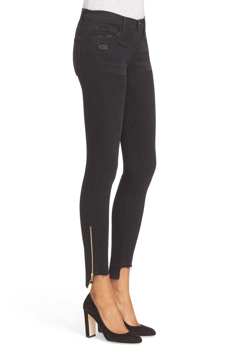FRAME Staggered Hem Ankle Zip Skinny Jeans, Alternate, color, 