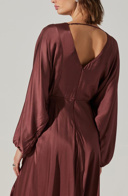 Astr The Label Kimiko Long Sleeve Faux Wrap Dress In Mulberry